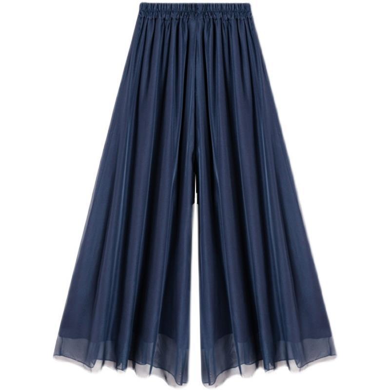 Temperament Plus Size Mercerized Chiffon Lining Wide-leg Skort