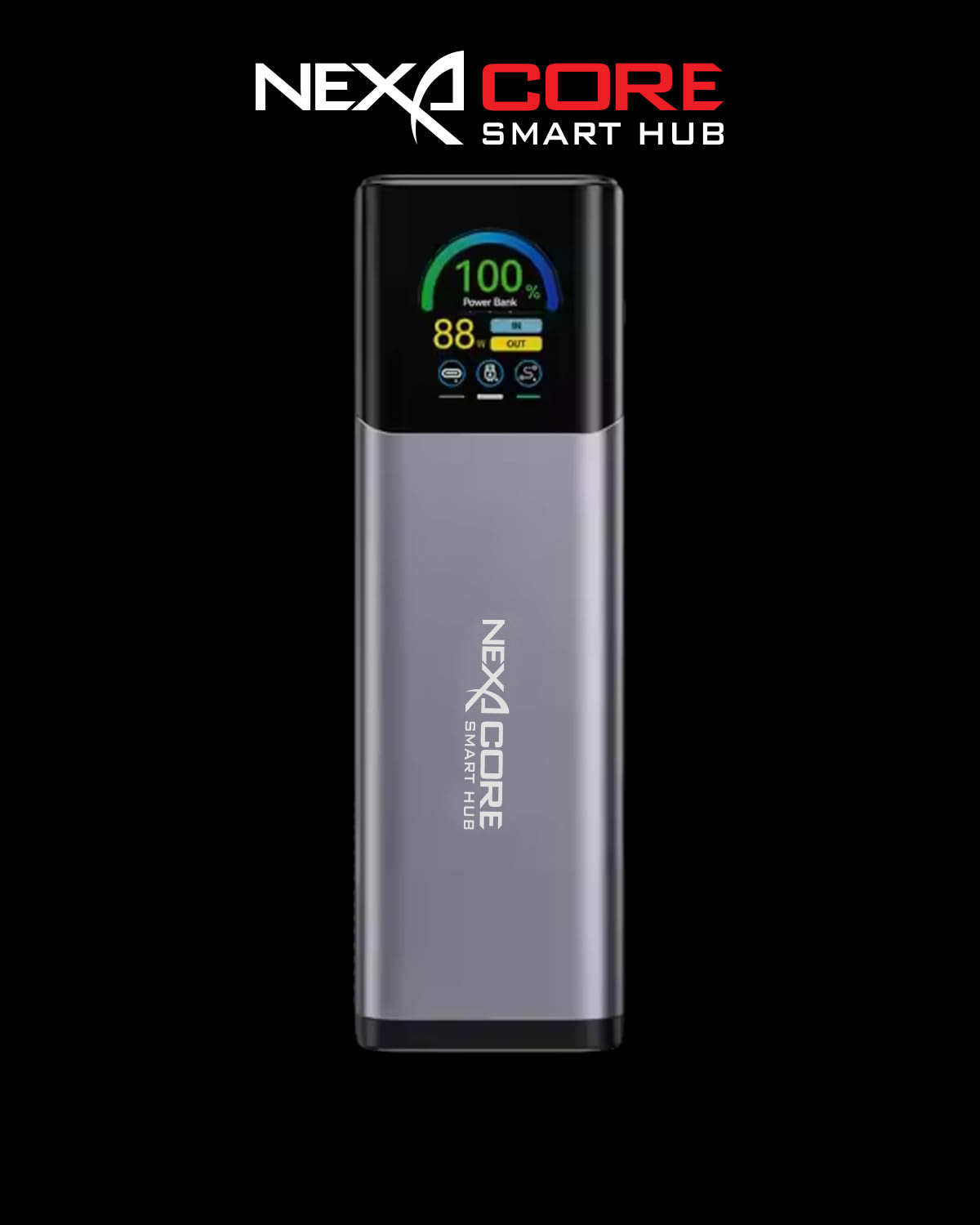 NEXA CORE Power Bank 27000mAh PD 140W Output Portable Charger for Laptops and Mobile Phones With Retractable Data Cables