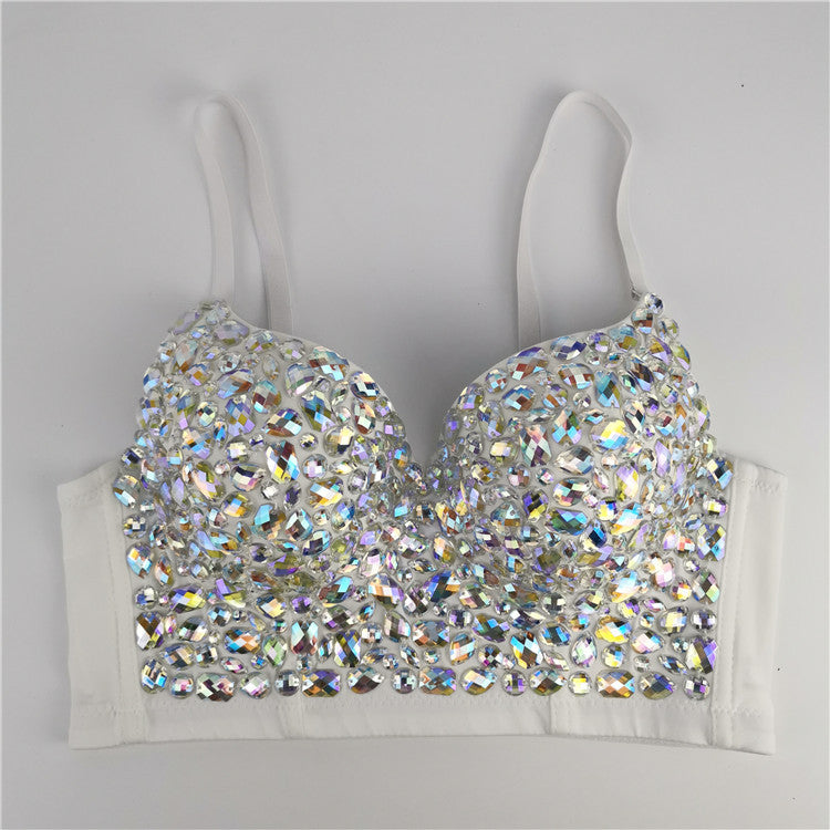 Colorful diamond strapless halter top